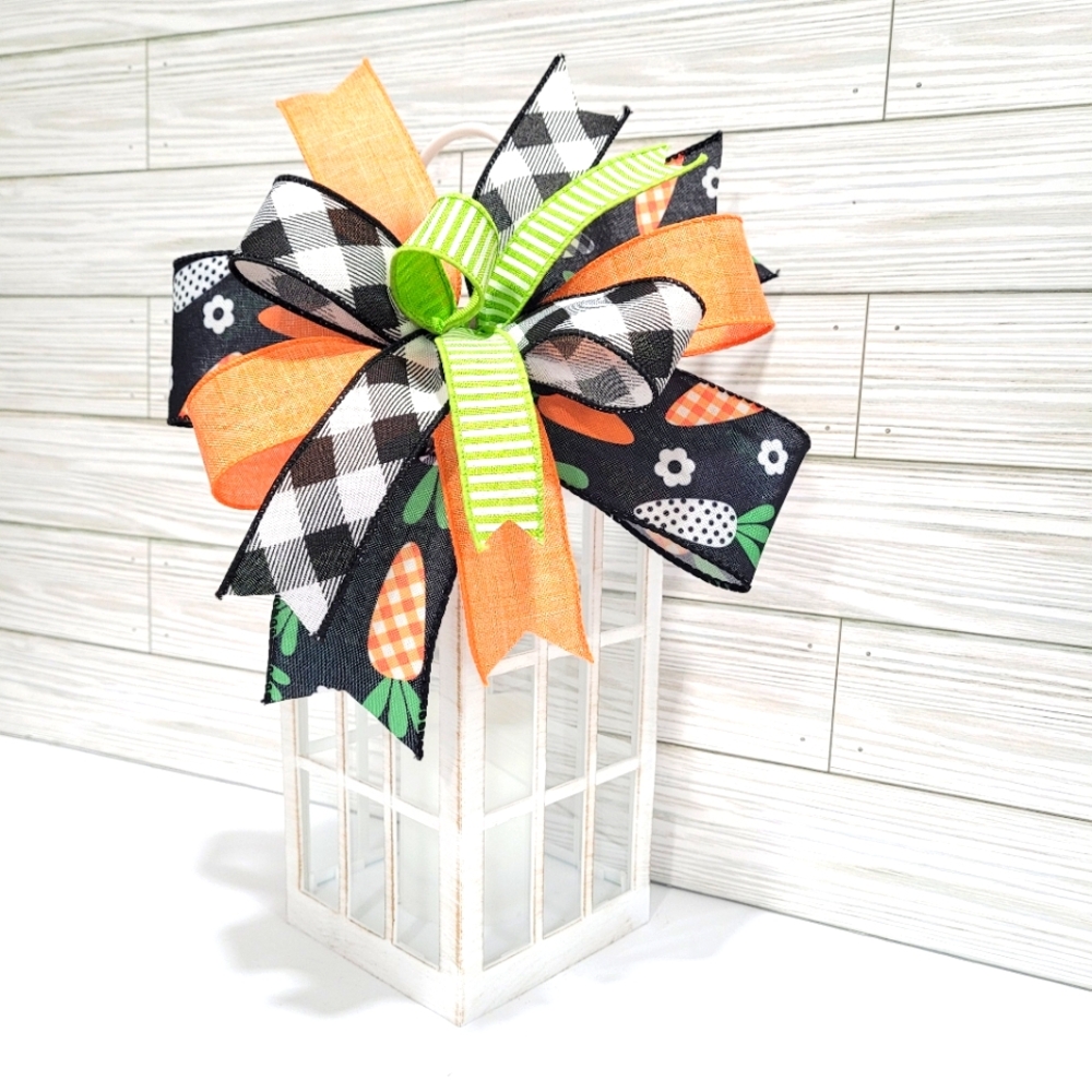 Spring Bows Set Of Two, Easter Bows, Lantern Bows Black And White